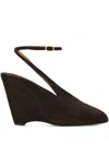 Ferragamo 90mm Peep-toe Wedge Pumps In Brown