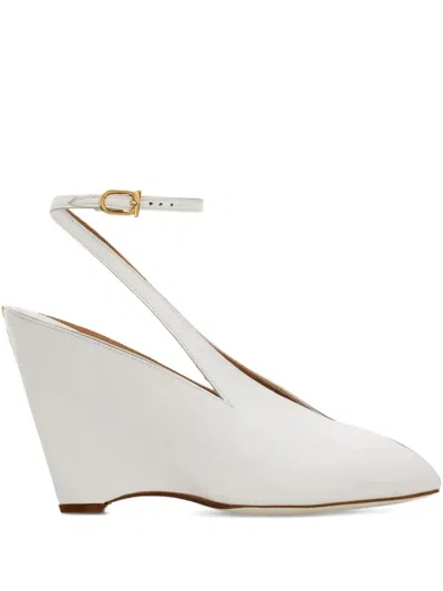 Ferragamo 90mm Peep-toe Wedge Pumps In White