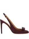 Ferragamo 90mm Vara Bow-detail Slingback Pumps In Burgundy
