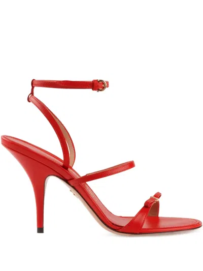 Ferragamo Strappy Sandal With Mini Bow In Red