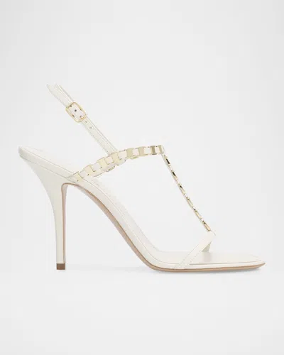 Ferragamo 95mm Estea Leather T-strap Sandals In Brown