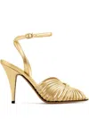 Ferragamo 95mm Gancini Logo-embellished Sandals In Gold