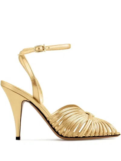 Ferragamo 95mm Gancini Logo-embellished Sandals In Gold