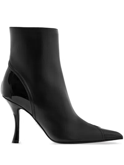 Ferragamo 95mm Leather Boots In Black