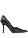 Ferragamo 95mm Leather Pumps In Black