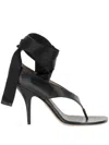 Ferragamo Leather Sandal With Open Toe And Roll-up Strap In Black