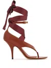 Ferragamo Heeled Sandal With Ribbon In Brown