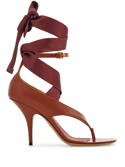 Ferragamo 95mm Leather Sandals In Brown
