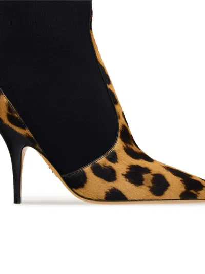 Ferragamo 95mm Leopard-print Ankle Boots In Black