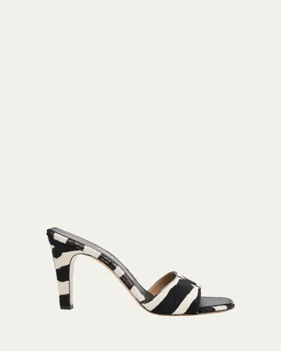 Ferragamo Tatiana Zebra Print High-heeled Sandals In Black