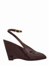 Ferragamo Peep Toe Wedge Sandals In Bordeaux In Burgundy