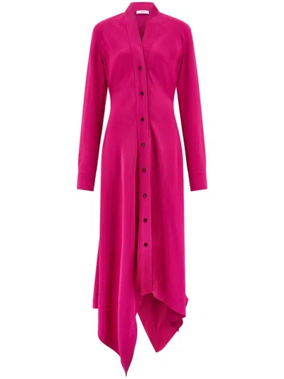 Ferragamo Handkerchief Shirt Dress In Cherise Pink