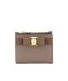 Ferragamo A Half-fold Wallet Decorated With A Bow In Gray
