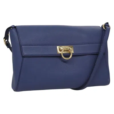 Pre-owned Ferragamo Abbey Shoulder Bag Leather Leather Shoulder Bag Bag () In Blue