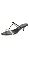 Ferragamo Strappy Kitten-heel Sandals In Ballet/nero