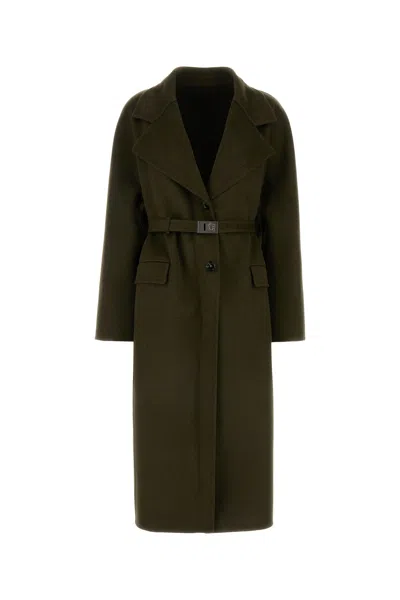 Ferragamo Olive Green Wool Blend Coat