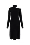 Ferragamo Midi Black Dress With Cut-out And Long Sleeve In Viscose Blend Woman In Nero