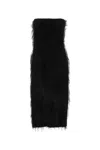 Ferragamo Fringed Strapless Midi Dress In Nero
