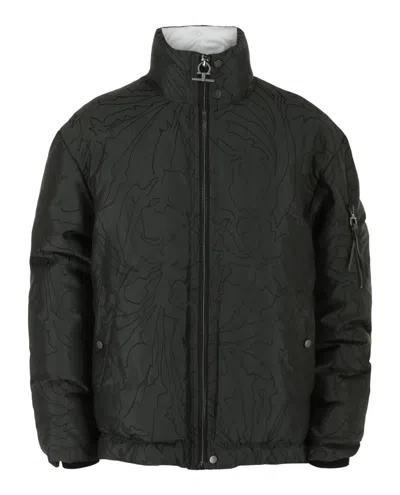 Ferragamo Abstract Print Quilted Jacket In Black