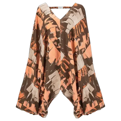 Ferragamo Abstract-patterned Silk Tunic In Multi