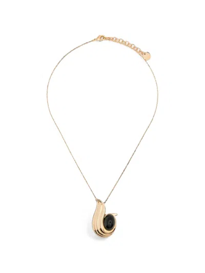 Ferragamo Golden Sculptural Pendant Neckpiece