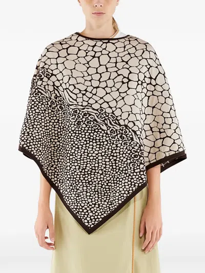 Ferragamo Abstract-print Cotton Poncho In Multi