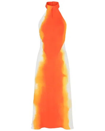 Ferragamo Abstract-print Halter Neck Dress In Orange
