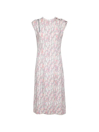 Ferragamo Abstract-print Midi Dress In Pink