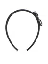 Ferragamo Vara Rhinestone Bow Grosgrain Headband In Nero+crystal/pld