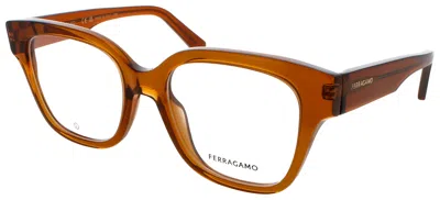 Ferragamo Acetate Cat-eye Eyeglasses 53 In 261 - Transparent Caramel / Demo