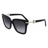 Ferragamo 57mm Polarized Rectangular Sunglasses In Black