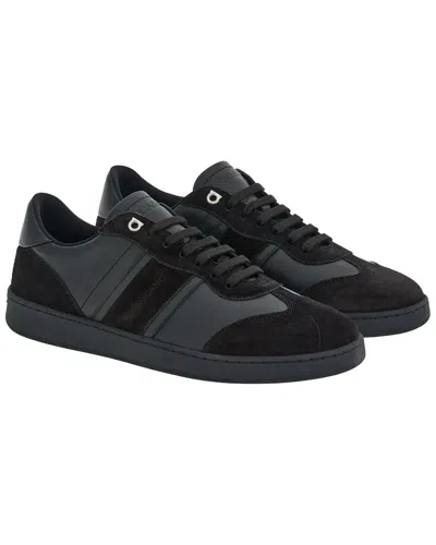 Ferragamo Achille Leather And Suede Sneakers In Black