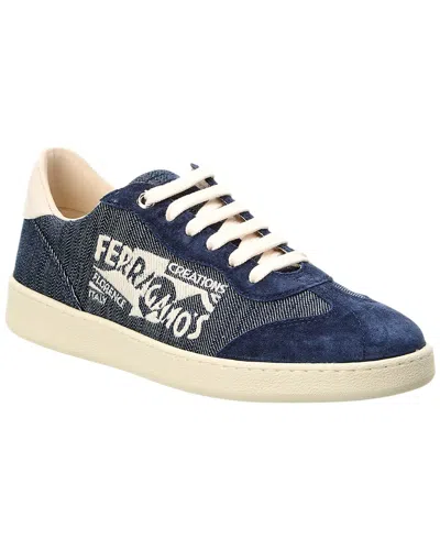 Ferragamo Logo-print Low-top Sneakers In Blue