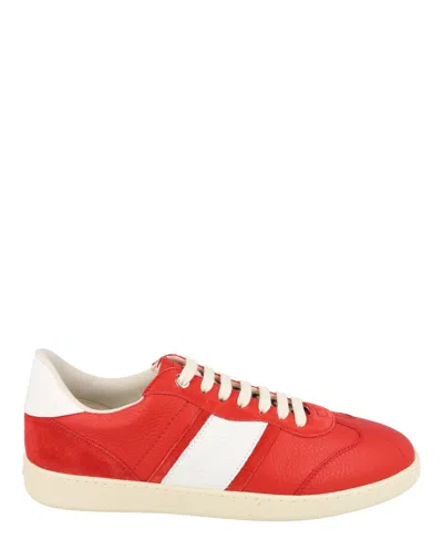 Ferragamo Achille Leather Low-top Sneakers In Red