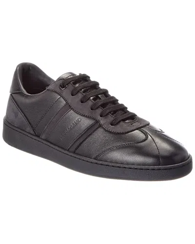Ferragamo Achille Leather Sneaker In Gray
