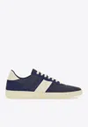 Ferragamo Panelled Calf Leather Sneakers With Contrasting Heel In Blue