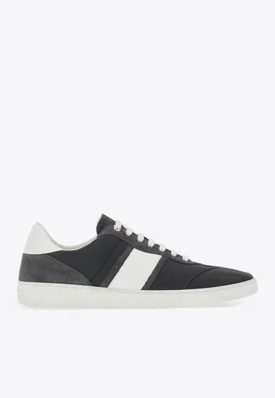 Ferragamo Achille Logo Leather Sneakers In Gray
