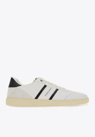 Ferragamo Achille Logo Print Low-top Sneakers In White