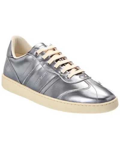 Ferragamo Achille Patent Sneaker In Grey