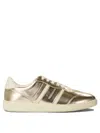 Ferragamo Low-top Metallic Finish Rubber Sole Sneakers In Gold