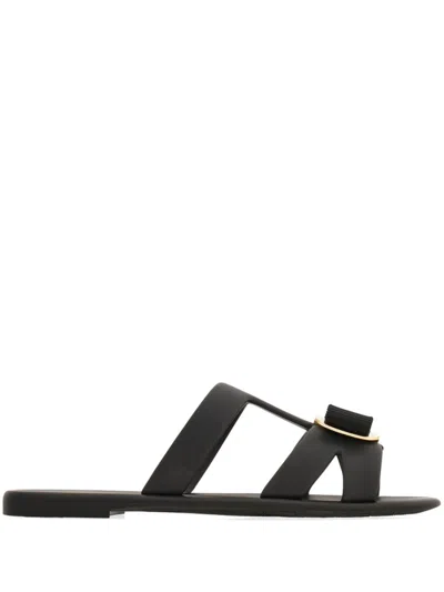 Ferragamo Acqua Leather Sandals In Black