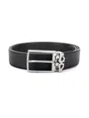 Ferragamo Black Reversible Belt With Gancini Buckle Belt In Grained Leather Man In Black