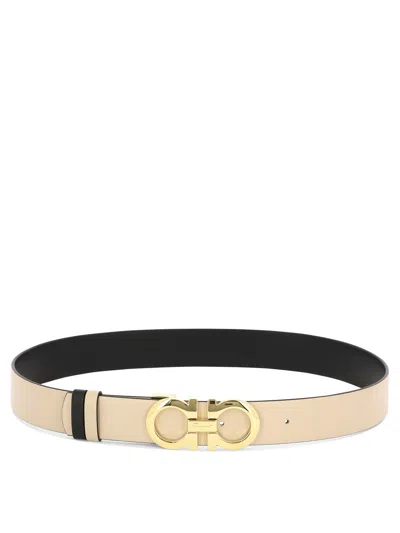 Ferragamo Adjustable And Reversible Beige Belt For Women