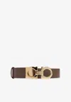 Ferragamo Adjustable And Reversible Gancini Belt In Taupe