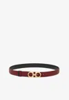 Ferragamo Reversible Belt With Gold-tone Buckle Hooks In Bordeaux