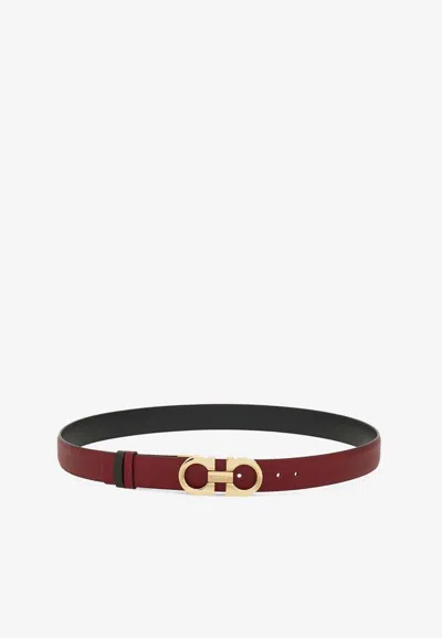 FERRAGAMO ADJUSTABLE AND REVERSIBLE GANCINI LEATHER BELT