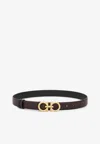 Ferragamo Adjustable And Reversible Gancini Leather Belt In Brown