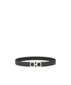 Ferragamo Adjustable Reversible Gancini Smooth Finish Belt In Black