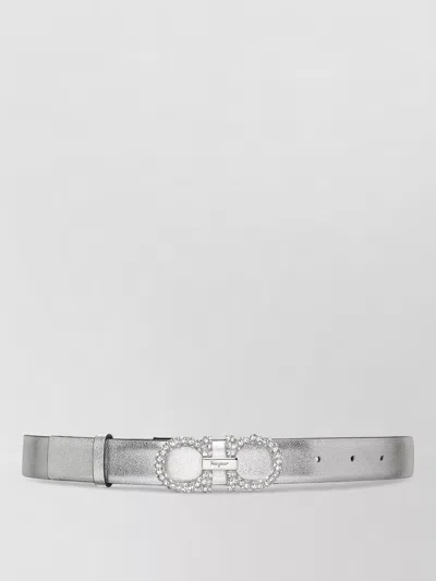 Ferragamo Adjustable Belt Metallic Finish Embellished Buckle
