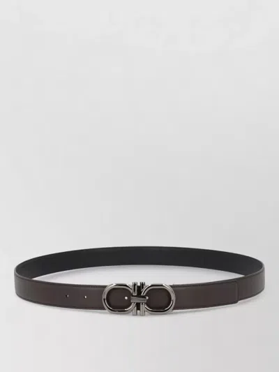 Ferragamo Adjustable Belt Smooth Finish Design In Black